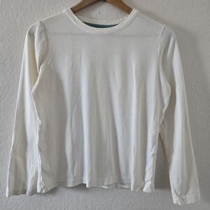 White Basic Long Sleeve Crew Neck T-shirt